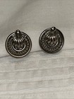 Vintage Lisner Round - Rope Design Edges Silver Tone Screw Back Earrings Signed — photo 5