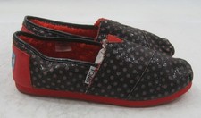 Toms Polka dot GLITTERY RED BLACK SLIP ON BOAT SHOES Classics YOUTH size 2 Y