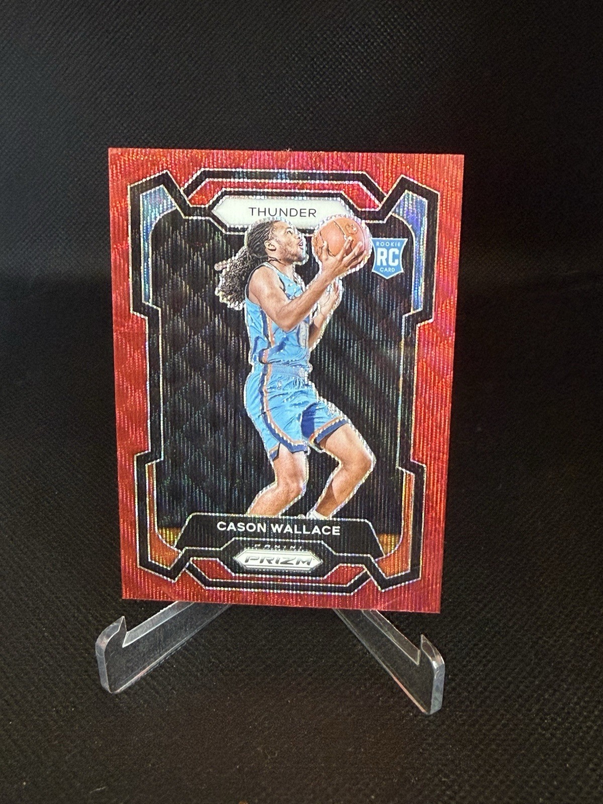 2023-24 Panini Prizm Cason Wallace Ruby Wave Red Rookie RC #139 Thunder