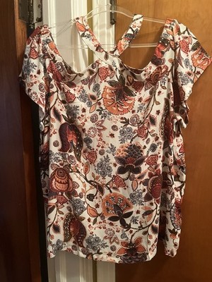 Perfect For Spring-LOFT Sz XL Multicolor Off The Shoulder Sleeve Blouse NWT