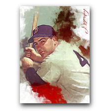 Lou Boudreau #4 Art Card Limited 41/50 Edward Vela Signed (Boston Red Sox)