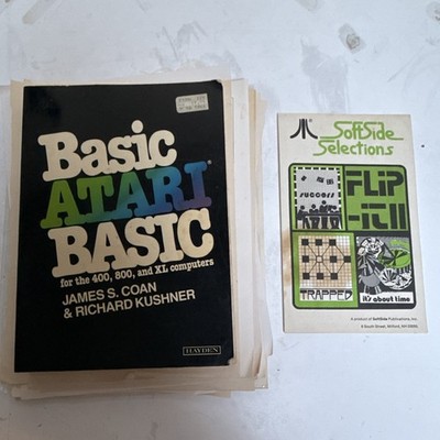 Basic Atari BASIC Book for 400/800/XL Computers + SoftSide Selections Flip-It II