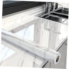 Glossy Marble Contact Paper White Peel and Stick Wallpaper 15.7" x 78.7"