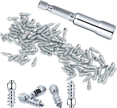 50PCS 12mm Carbide Screw Tire Studs with Installation Tool - Anti-Slip Wheel Tir