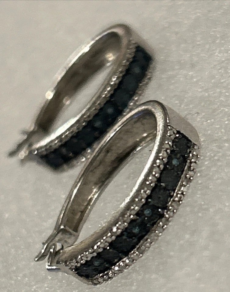 Pendientes de zafiro Kay Jewelers JWBR 925 de plata de ley blanco azul creado en laboratorio Foto 4 de 4