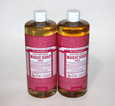 LOT 2 DR BRONNER'S MAGIC SOAP ROSE 18-IN-1 PURE-CASTILE FACE BODY WASH 32 FL OZ