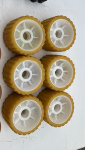 Boat Trailer Wobble Rollers Amber/Yellow Poly Ribbed 5”x3”