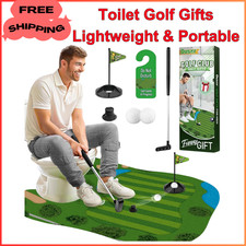 Toilet Golf Game Set Practice Mini Golf in Restroom Bathroom Funny Gag Gifts Him