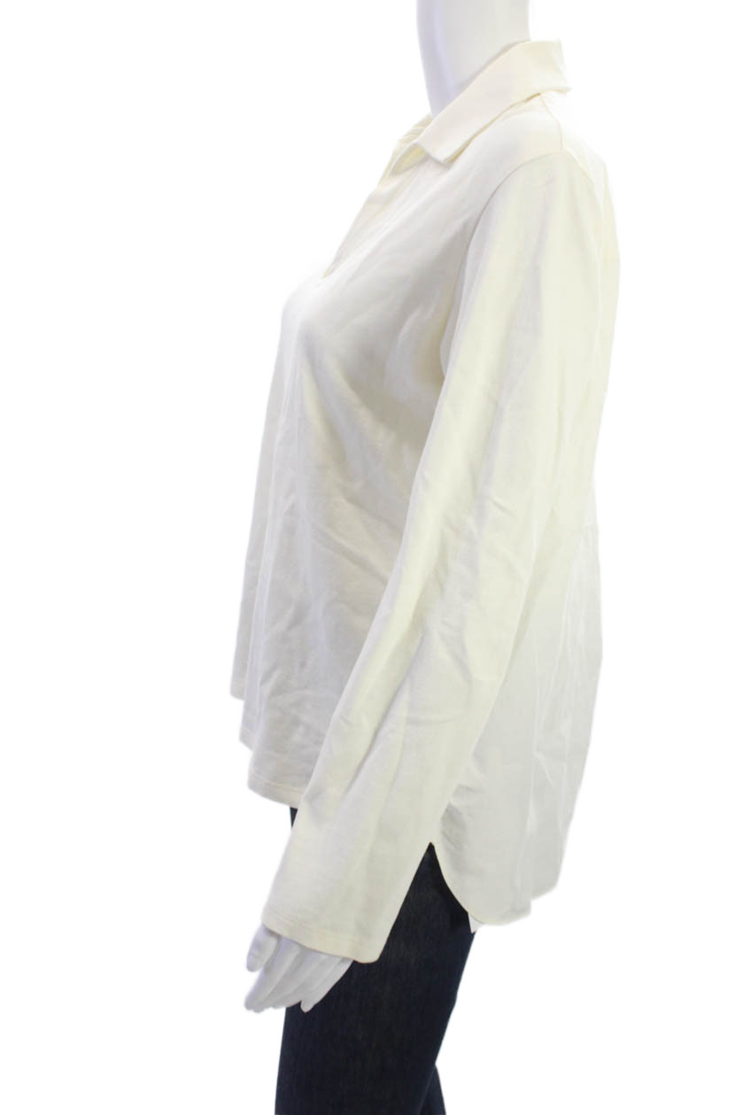 Theory Womens Basic Collared Long Sleeve Top Whit… - image 2