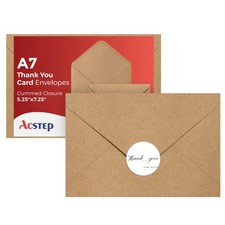 ACSTEP 100PACK Kraft 5X7 Envelopes,Brown A7 Envelopes Self Seal for Weddings, In