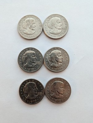 (6) 1979 Susan B. Anthony One Dollar U.S. Coins Rare Mint Error See Pictures 