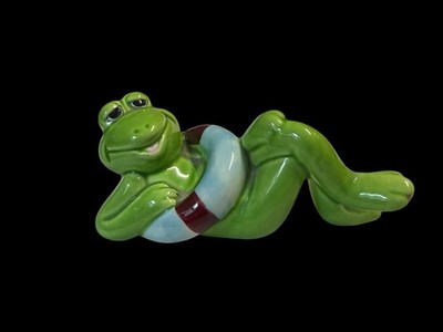 Vintage Keramik Frosch Lebensretter Figur 80er Jahre LESEN