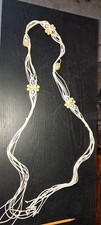 Bohemian Macrame Belt 64" White With Accents