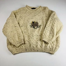 Acorn Sz Large 100% Wool Sheep Fisherman Knit Sweater Jumper Cable Knit vintage