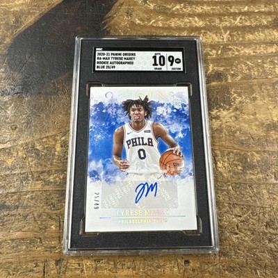 2020-21 Panini Origins Rookie Autographs Tyrese Maxey #RA-Max Blue /49 (AU, RC)