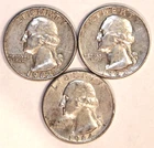 (3) Washington Quarters - Extra Fine - 1962D 1963D 1964D - #3556ED