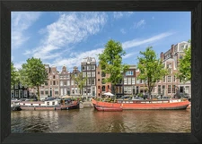 AMSTERDAM Houseboats Framed Wall Art Poster Canvas Print Picture