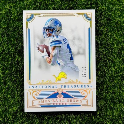 2025 National Treasures Amon-Ra St. Brown Gold Holo /15 #34 Detroit Lions