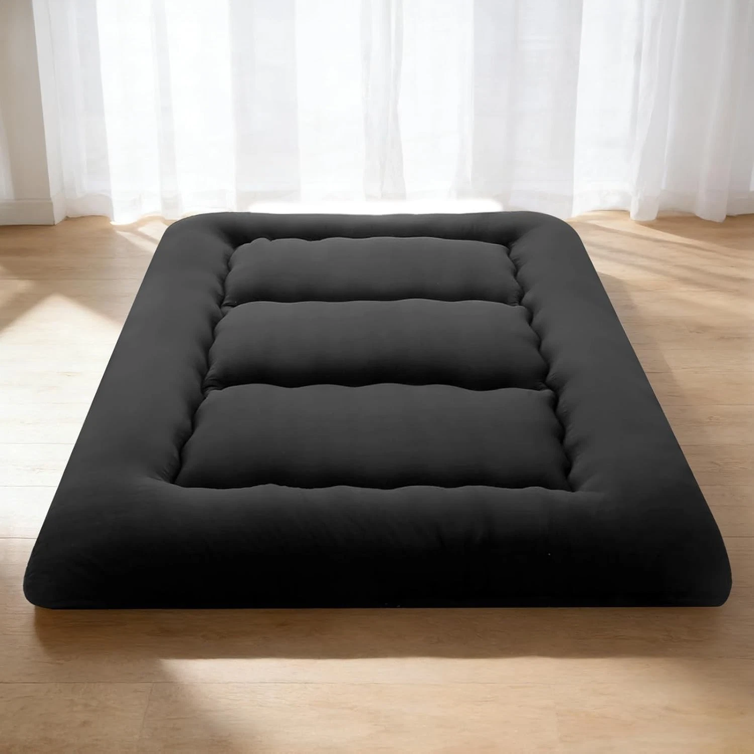 4" Roll Up Floor Mattress Japanese Foldable Futon Mat Tatami w/ Removable Cover