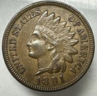 1891  INDIAN CENT  AU/UNC