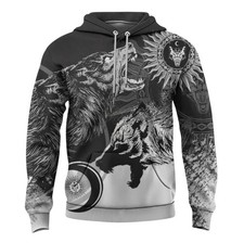 Viking Wolf Hoodie, Norse Mythology Jumper, Fenrir AOP Sweatshirt