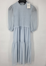 NEW Forever 21 Smocked Bodice Knee Length Dress Womens Small Sky Blue NWT