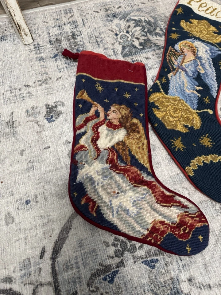 Винтажные имперские элегантные рождественские чулки и подушки с вышивкой в виде ангела - Изображение 2 из 4