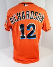 Miami Marlins Richardson #12 Game Used Orange Jersey DP13640