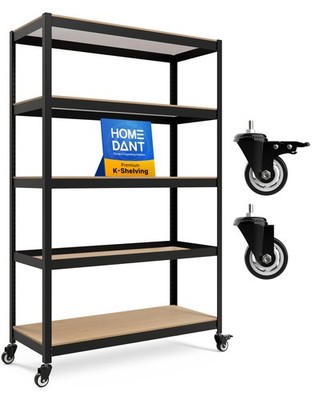 House 48.1'' 5-Tier Metal Rolling Cart Shelf Rack Casters Heavy Duty Laminated...