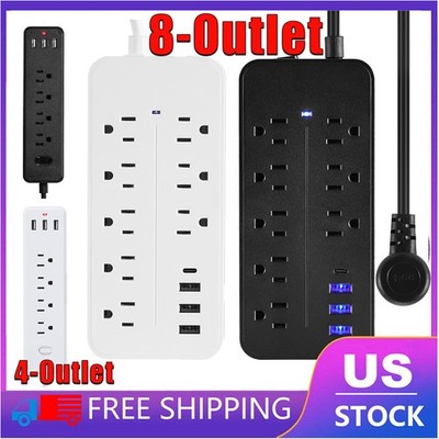 Wall Mountable USB Surge Protector Power Strip with USB Ports Muiti Outlet Plugs