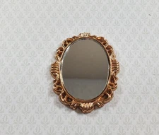 Dollhouse Small Oval Mirror with Fancy Gold Frame 1:12 Scale Miniature Accessory