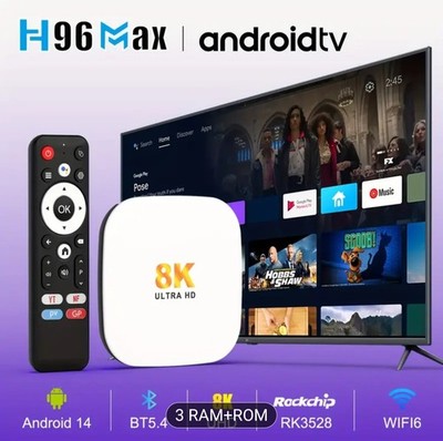 H96 MAX Android 14 TV Box 4GB/32GB 4K Ultra HD WiFi6 Bluetooth 5.4   Neu OVP