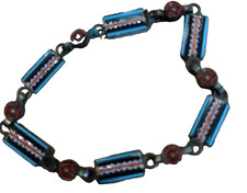 Blue and Red Beaded Bracelet Small for Kid or Petite Women