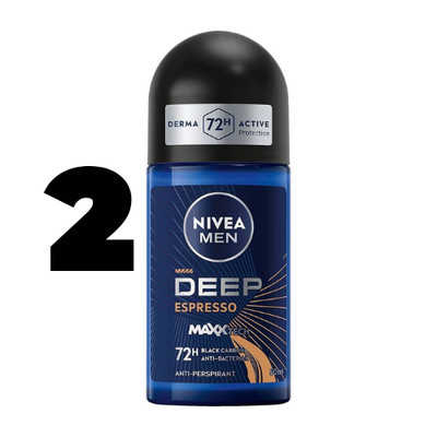 2x Nivea Men Dry Impact Plus Anti-Perspirant Roll-On 50ml 72-H ProtectNivea Men 