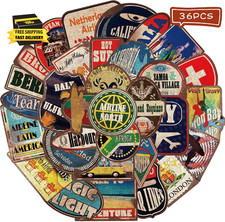 36 PCS Large Size Retro Travel Stickers for Suitcase, Aesthetic Vintage Travel S