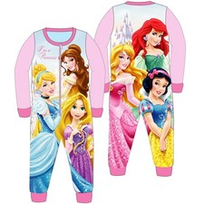 Disney Princess Fleece 1Onesie Childrens Girls Sleepsuit Pyjamas Kids All In One