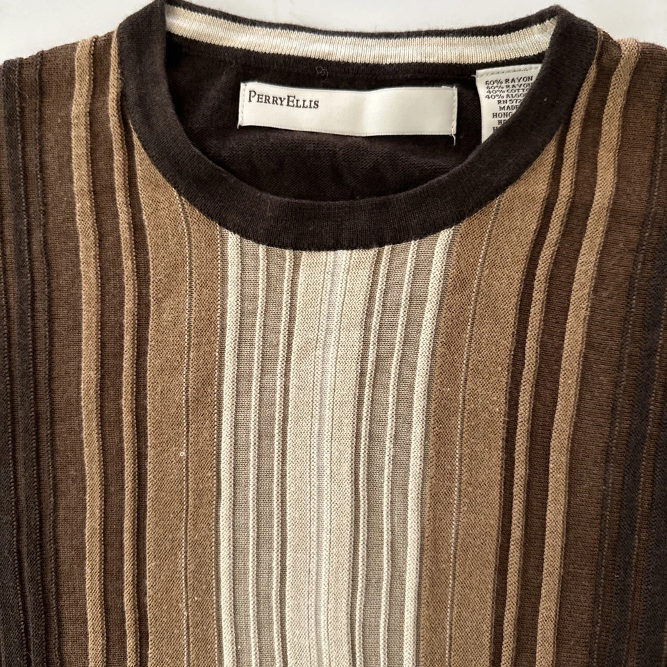 Vintage Perry Ellis Men’s Pullover Sweater Brown Size Large 70s Style  - Image 3 of 4