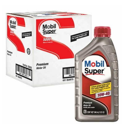 Genuine Mobil Super 5000 Synthetic Blend Premium Engine Oil 10W-40 124407, 12QT