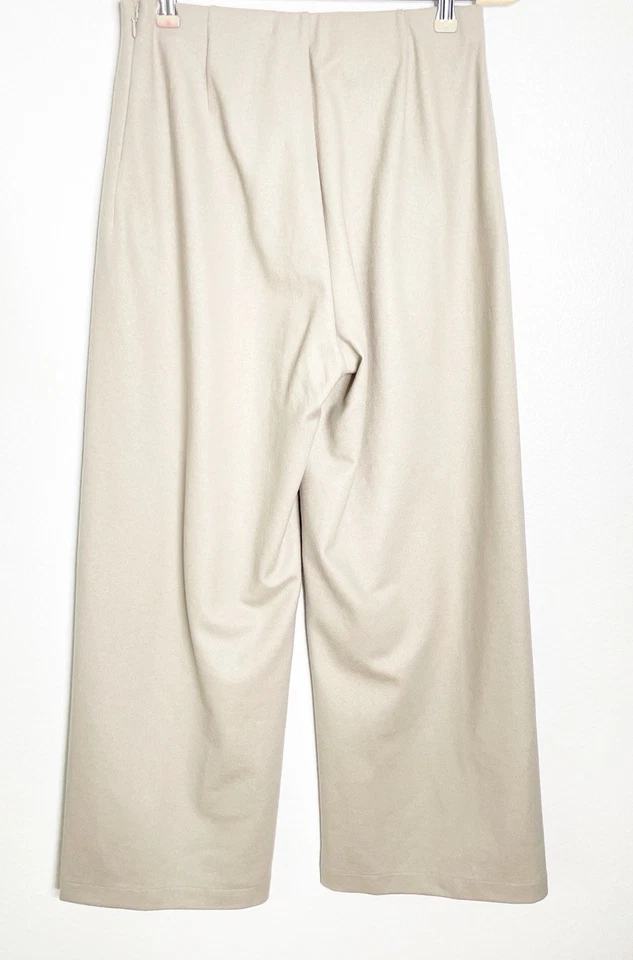 EILEEN FISHER Felted Wool Jersey Wide Leg Pants Beige Size Small Petite - Image 2 of 4