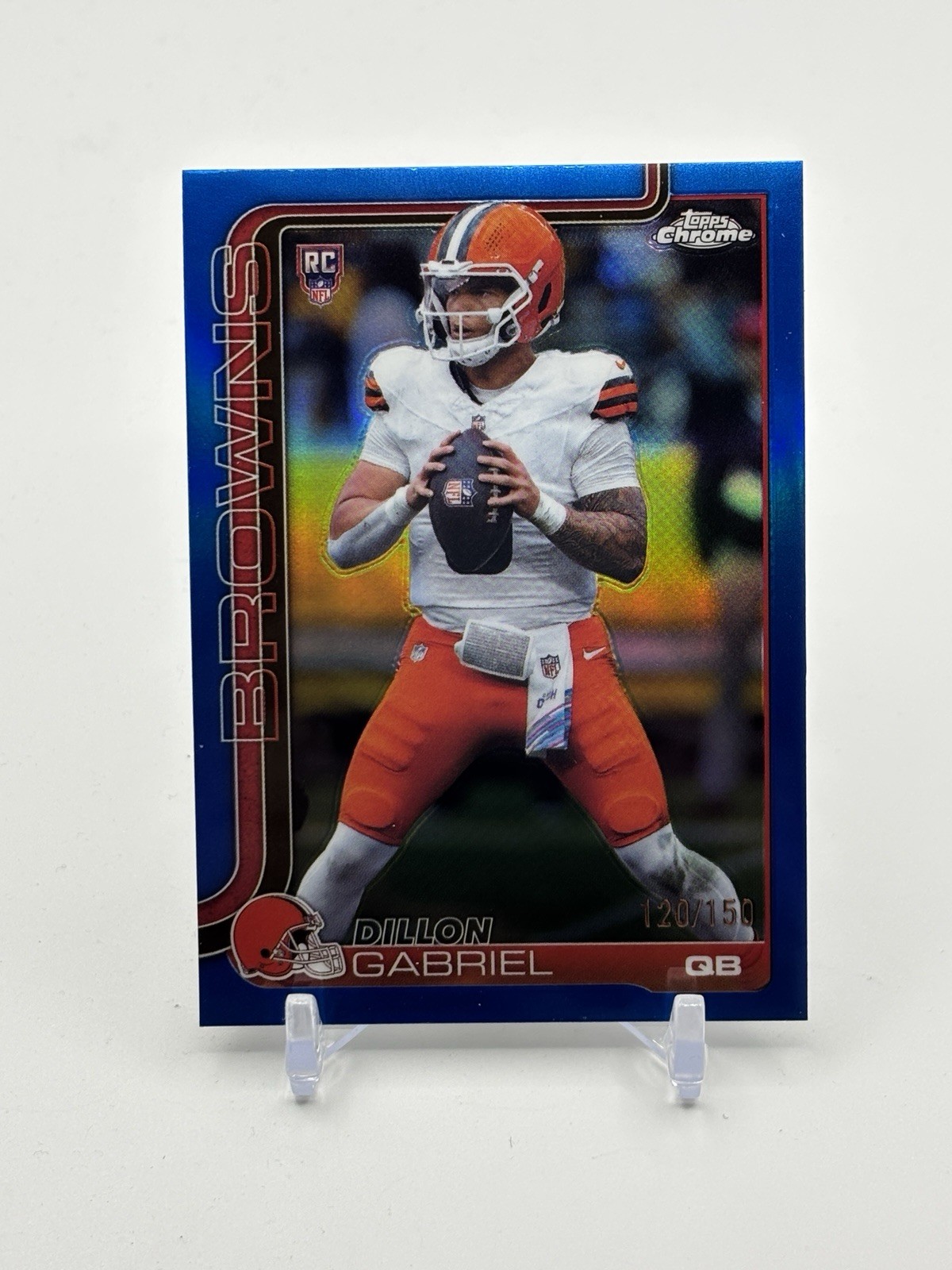Dillon Gabriel #/150 RC: 2025 Topps Chrome Football -Blue Refractor -Browns #317