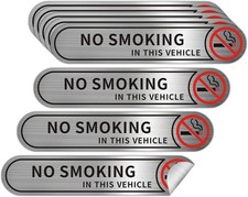 8 Pieces No Smoking in This Vehicle Stickers for Cars, Brushed Silver No Smoking