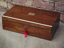 Brass edged Rosewood Writing Slope with Key secret drawer and a new work surface