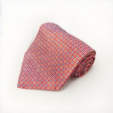 Polo by Ralph Lauren Silk Tie Red Blue Yellow Square Printed USA