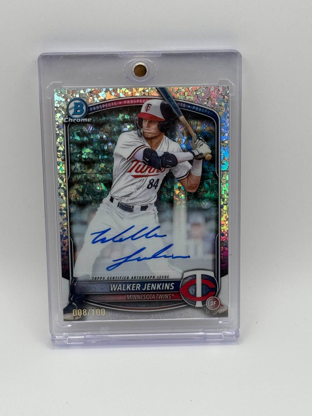 2025 Bowman Chrome WALKER JENKINS 8/100 Auto Prospect Mini Diamond Ref #CPA-WJ