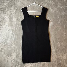 Alice + Olivia Black Bandage Bodycon Stretch Mini Square Neck Dress Size Large