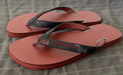 MEN'S RED LOUIS VUITTON MOLITOR THONG FLIP FLOPS SIZE 7 1/2 MEN'S RED LOUIS VUITTON MOLITOR THONG FLIP FLOPS SIZE 7 1/2
