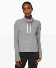 Lululemon Go Forward Pullover Fleece Cowl Neck Heathered Core Light Grey Size 6