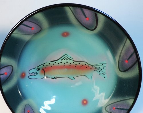 original NATALIE WARRENS "TROUT" HAND CRAFTED BOWL (MINT) - Picture 2 of 5