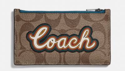 NWT COACH F76866 ZIP CARD CASE IN SIGNATURE CANVAS WITH COACH