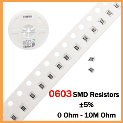 0603 SMD Resistors 1/10W,5% Tolerance Range 0 Ohm - 10M Ohm Different Values